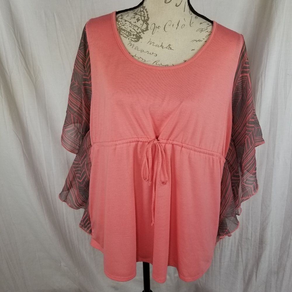 Motherhood‎ Maternity Salmon & Gray Blouse Size XL